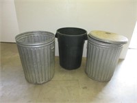 Three Large Garbage Can