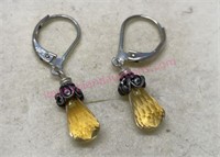 New Sterling silver yellow citrine earrings