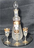 Vintage Satin Glass Liqueur Set