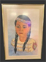 Indian Maiden Pencil/Water Color Artwork
