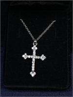 Sterling silver cross necklace, 18 inch chain