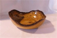 Hand carved white oak bowl by Cecil Smith, 9" diam