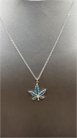 Sterling Marijuana Pendant/Chain