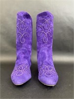 Escada Purple Boots with Small Heel and Tassel