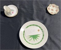2 Vintage Plates (8.5” Diameter, 1 Palm Leaf
