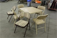 (6) Folding Chairs & Card Table