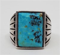 Vintage Navajo Sterling Silver Turquoise Ring,