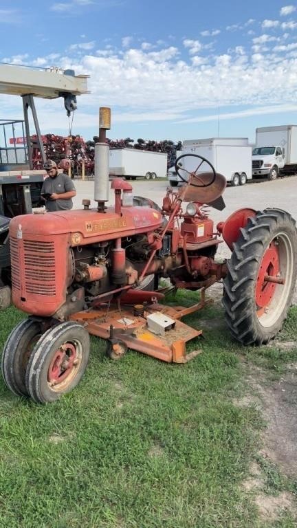 Farmall super c with woods belly mower,