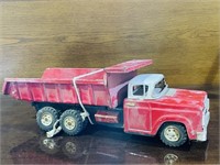 Vintage tin Ford dump truck - 14" long