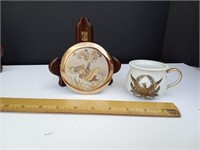 24kt rimmed trinket box and eagle cup