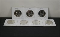 7 Silver Proof Franklin Half Dollars 1957 thru