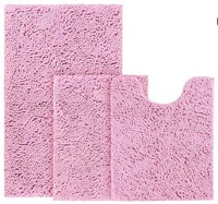 BYSURE Pink Bathroom Rugs Sets 3 Piece