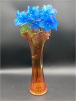 Carnival Glass Marigold Ruffled Edge Vase