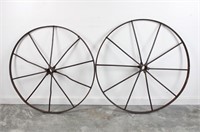 (2) Antique 28" & 30" Steel Tractor Wheels