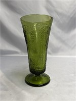 VINTAGE INDIANA GREEN GLASS VASE GRAPES 10"