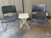 Two chairs, wooden folding side table