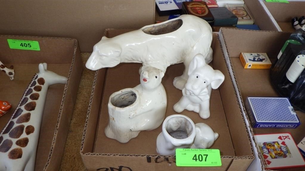 ASST. VINTAGE WHITE POTTERY PLANTERS