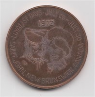 1972 Saint John NB Loyalist Days Medal
