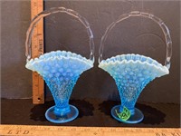 Two vintage hobnail baskets