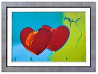 Peter Max- Original Mixed Media "Two Hearts As One