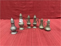Lot of Pewter Salt and Pepper Shakers, 6 total
