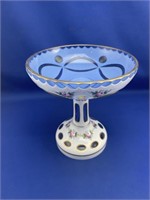 Vintage Bohemian Moser Czech Glass Pedestal Bowl