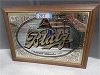 Mirrored Baltz Beer sign; approx. 20"x15"