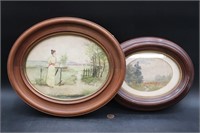 Pair Orig. 1800s Watercolors, Signed A. Nottingham