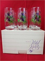 Avon Wild Violets Six Crystal Glasses