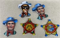 Tin Lone Ranger cowboy deputy sheriff pins