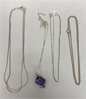 (4) Delicate Sterling Silver Chains