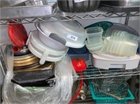 Shelf of Assorted Plasticware