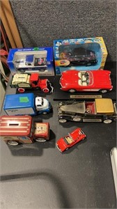 8 DIE CAST CARS AND PIGGY BANKS