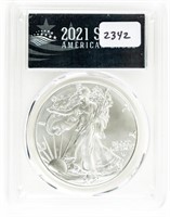 Coin 2021 Silver Eagle 1st Day Issue-PCGS-MS70