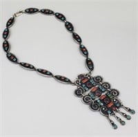 Sterling Silver & Turquoise Navajo Necklace.