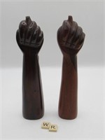 PAIR OF HAND CARVED GOOD LUCK FIGA FISTS
