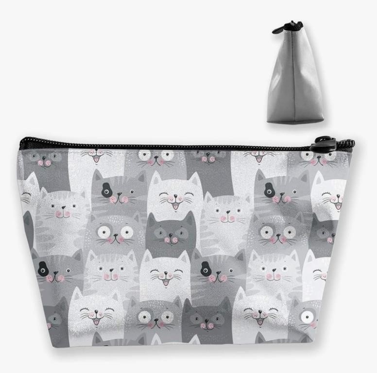 Cute Cartoon Cats Roomy Cosmetic Bag Waterproof