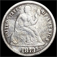 1873 Seated Liberty Dime NICELY CIRCULATED