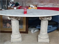 MCM Oval Marble top occasional table With 2 resin