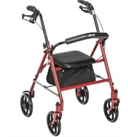*Drive Medical Red Four Wheel Rollator Rolling
