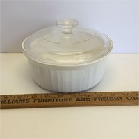 White Corning Ware with Corning Lid Made in USA