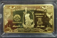 24k gold-plated $1000000 1oz bar