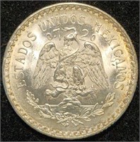 1945 MEXICO 1 PESO - 72% Silver BU Un Peso