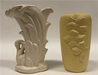 McCoy Pottery Swan Vase & Yellow Floral Vase