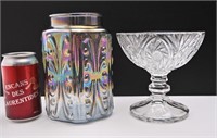 Pot en verre carnaval et bonbonnière en cristal