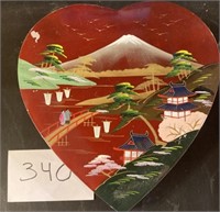 Large Vintage Japanese Lacquer Painted Heart