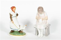 Two Danish Porcelain Girl Figurines