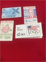 4 Stamp Books Olympics, flowers, Oliver Wendell