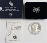 2015 PROOF SILVER EAGLE W BOX PAPERS