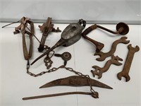 Box Lot Assorted Tools & Rabbit Traps